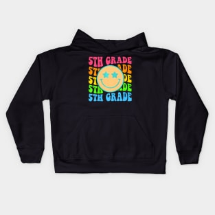 Groovy Fifth Grade Vibes Face Retro Teachers Back To School Kids Hoodie